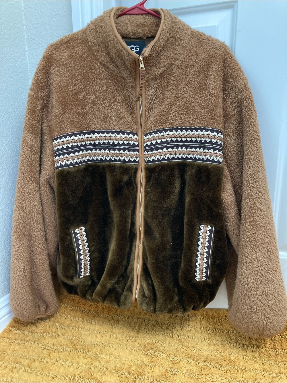 UGG women’s Tan & Dark Brown Sherpa-Trim trailsman Jacket
